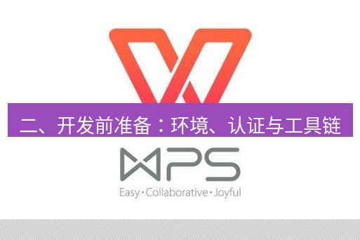 wps 二、开发前准备：环境、认证与工具链