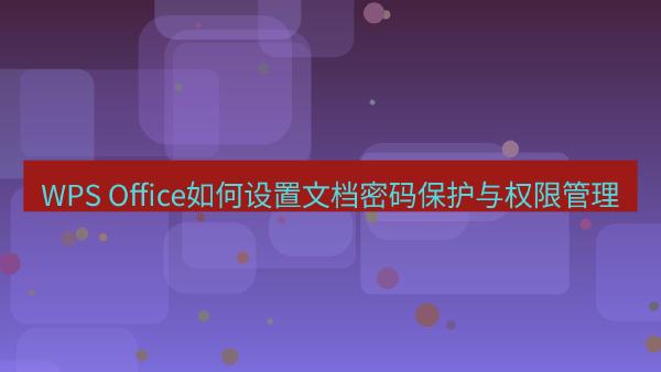 WPS Office如何设置文档密码保护与权限管理