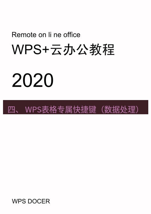 wps 四、 WPS表格专属快捷键（数据处理）