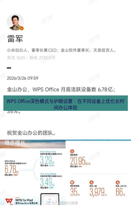 wps WPS Office深色模式与护眼设置：在不同设备上优化长时间办公体验
